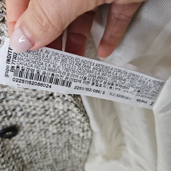 ZARA Double Breasted Tweed Blazer Jacket Sz S Neutral 2251/158 - Picture 12 of 13